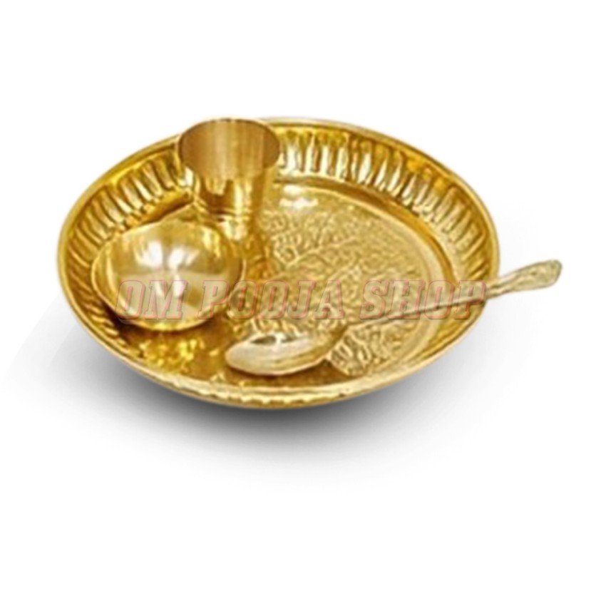 Plate Bowl Glass Spoon Set in Brass - 5 inch