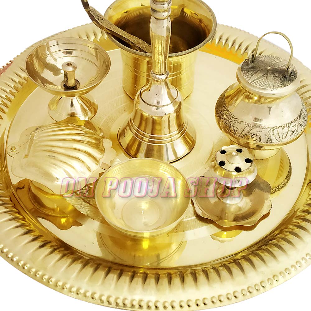 Brass Puja Thali set online with Pooja Pot USA UK from India