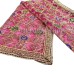 Flower Embroidery Chunari Magenta Color For Devi - 1/2 Meter