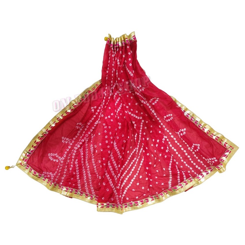 Jaipuri Rajasthani Bandhani Women Silk Dupatta with Gota Work and Latkan