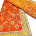 Orange Velvet Chunari with Peacock Feather Design Embroidery- Size: 20x38 inches