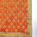 Orange Velvet Chunari with Peacock Feather Design Embroidery- Size: 20x38 inches