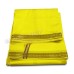 Yellow Color Dhoti With Angavastram in Silk with Golden Border