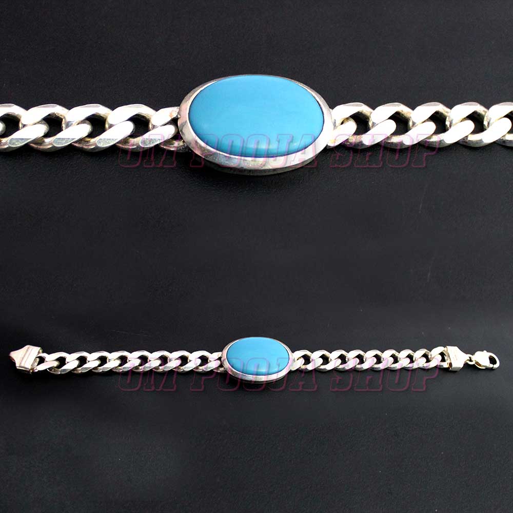 Salman khan Stainless Steel Turquoise Silver Bracelet