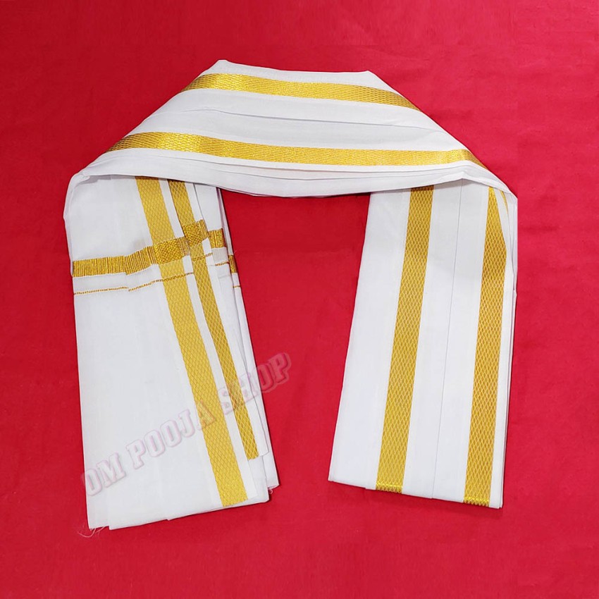 Silk Uparna Towel Suba Vivaga with Golden Border - SIze: 90x170 cm