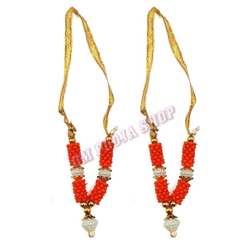 Orange Color Small Haar / Mala for Deity for Murti set of 2