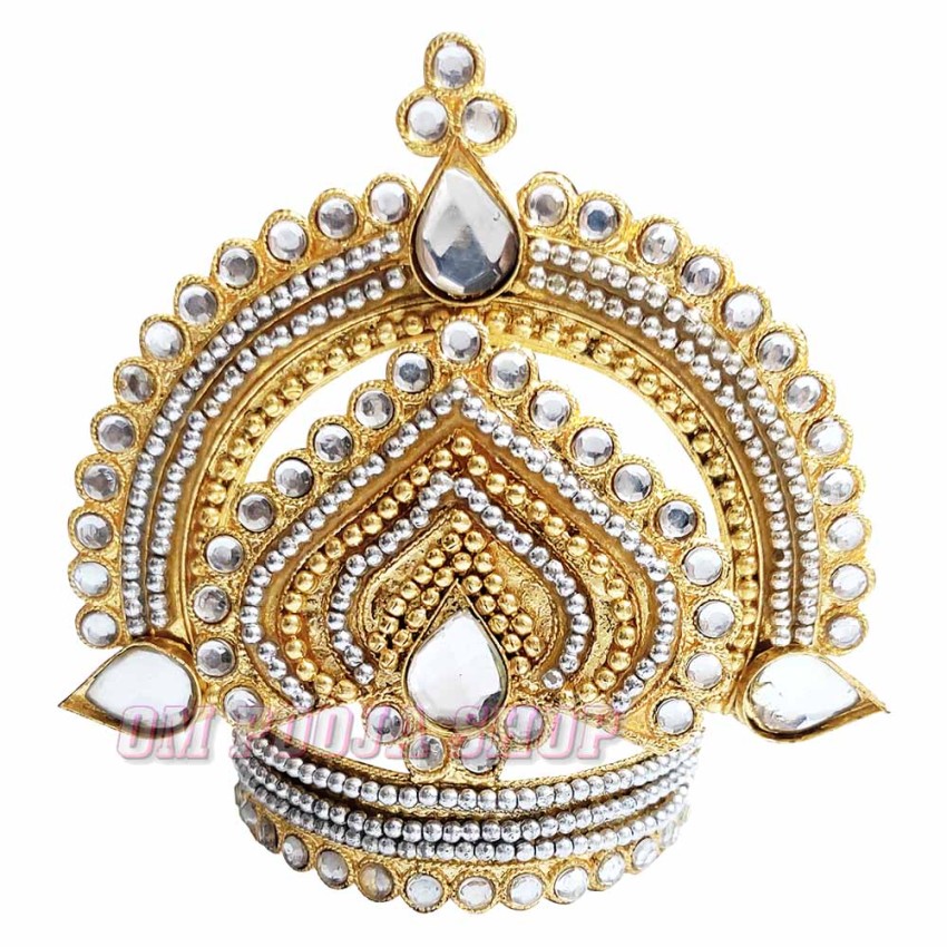 Indra Golden Mukut Crown for Deity Size- 3.5 x 3.25 inches