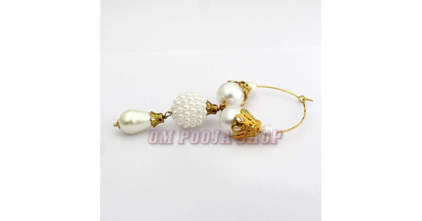 Golden Stone Pearl Polki Earring - Shree Mauli Creation - 210117