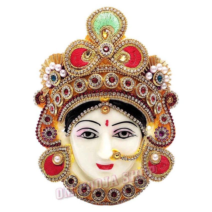 Mahalakshmi Devi Mukhota With Stone Decorated - 6 inches