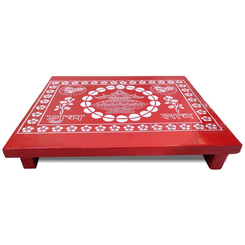 Shubh Laabh Pooja Table Path Patla Chowki in Wooden