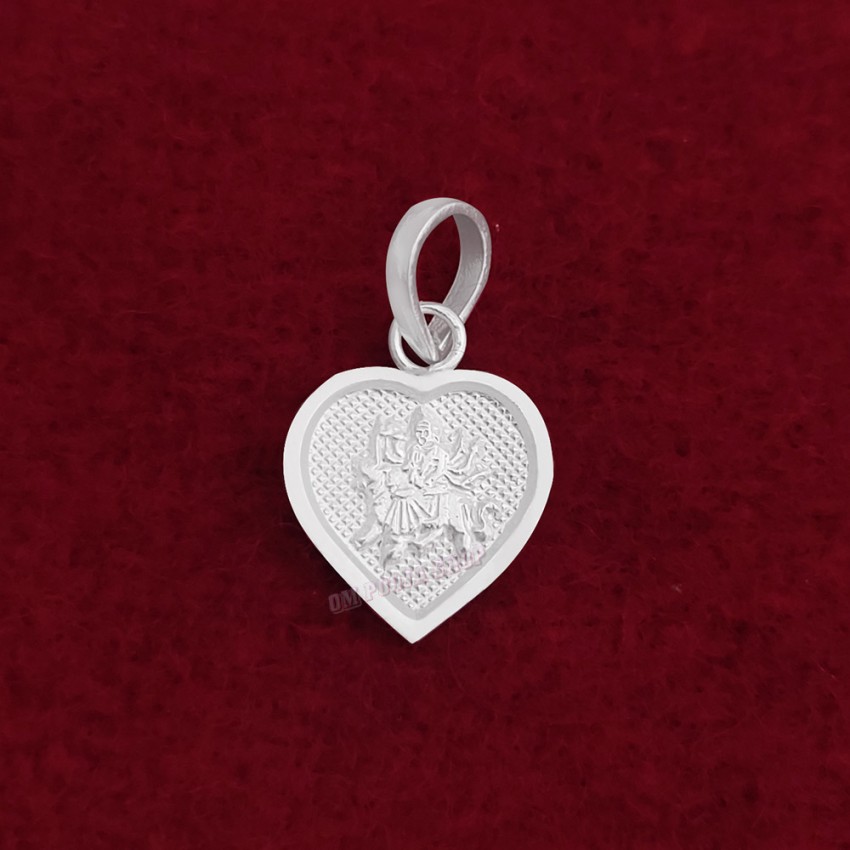 Ambe Mata Heart Design Pendant in Pure Silver & Pure Gold - Size: 13x18 mm