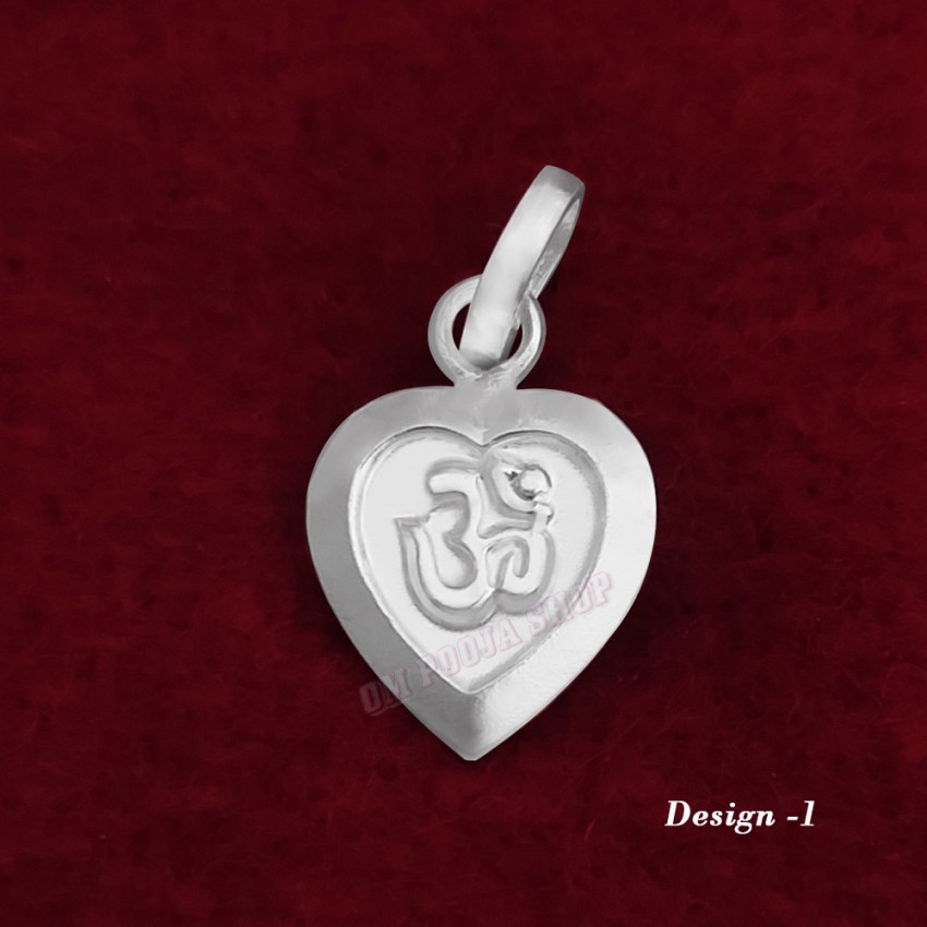 Heart Shape Designer Sacred Om Pendant in Pure Silver & Pure Gold