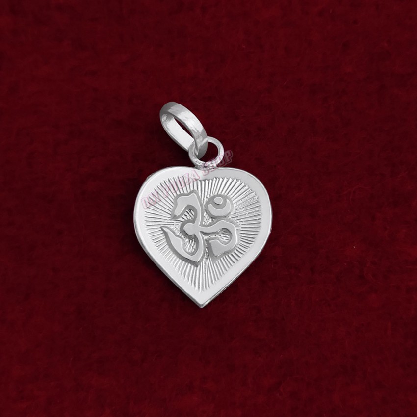 Heart Shape Glowing Om Pendant in Pure Silver & Pure Gold - Size: 17x21 mm