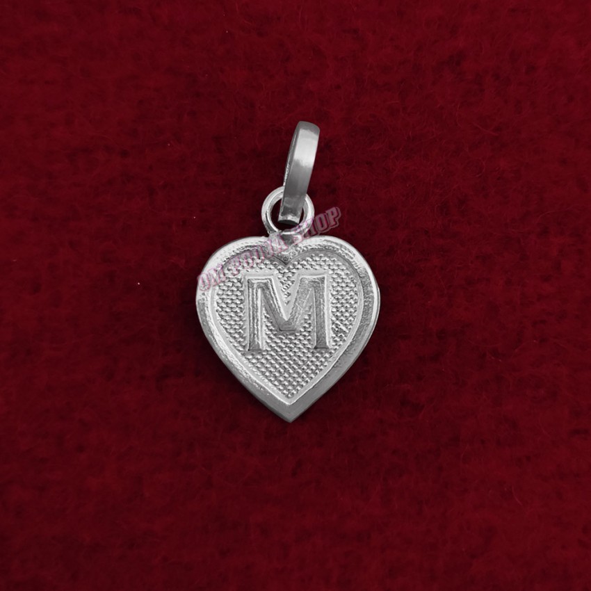 M Letter Pendant in Pure Silver & Pure Gold - Size: 15x19 mm