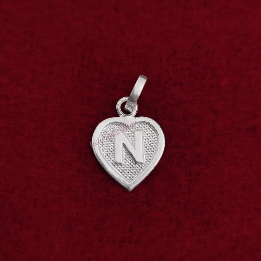 N Letter Pendant in Pure Silver & Pure Gold - Size: 15x19 mm