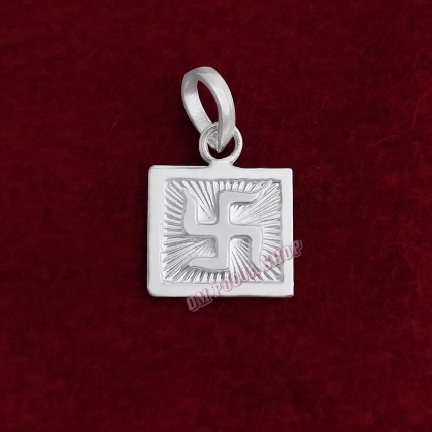 Square Shape Swastika Pendant in Pure Silver & Pure Gold - Size: 15x17 mm