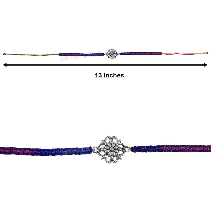 Flower Design Silver Rakhi for Raksha Bandhan