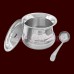 Puja Ghee Pot / Oil Jar with Lid & Spoon in Pure Silver