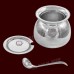 Pure Silver Ghee Loti / Ghee Pot/ Oil Jar with Lid & Spoon