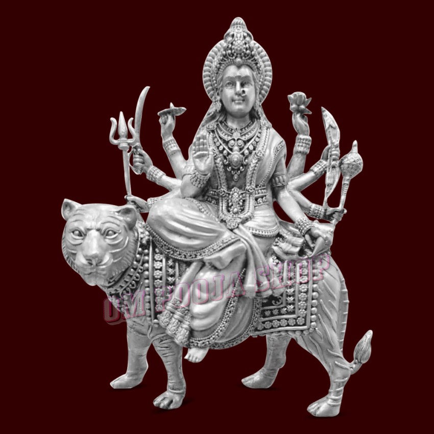 Durga Mata Goddess Ambe Maa Idol in 925 Pure Silver - 2.25 to 5.25 inch