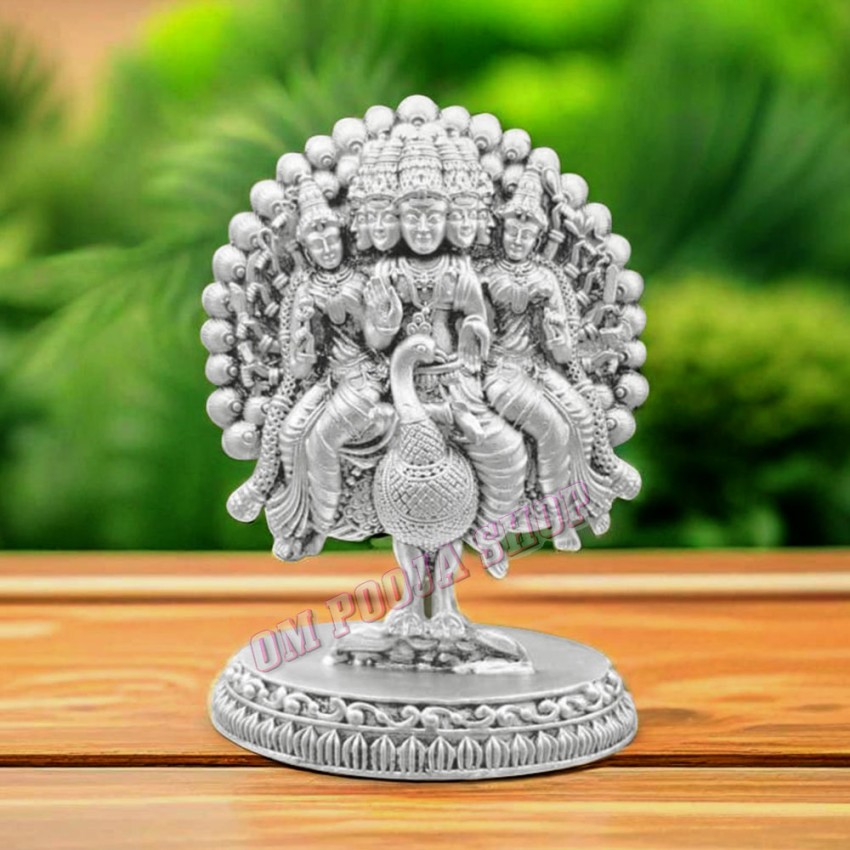 Kartikeya 3D Silver Idol - Size: 2.5 inches