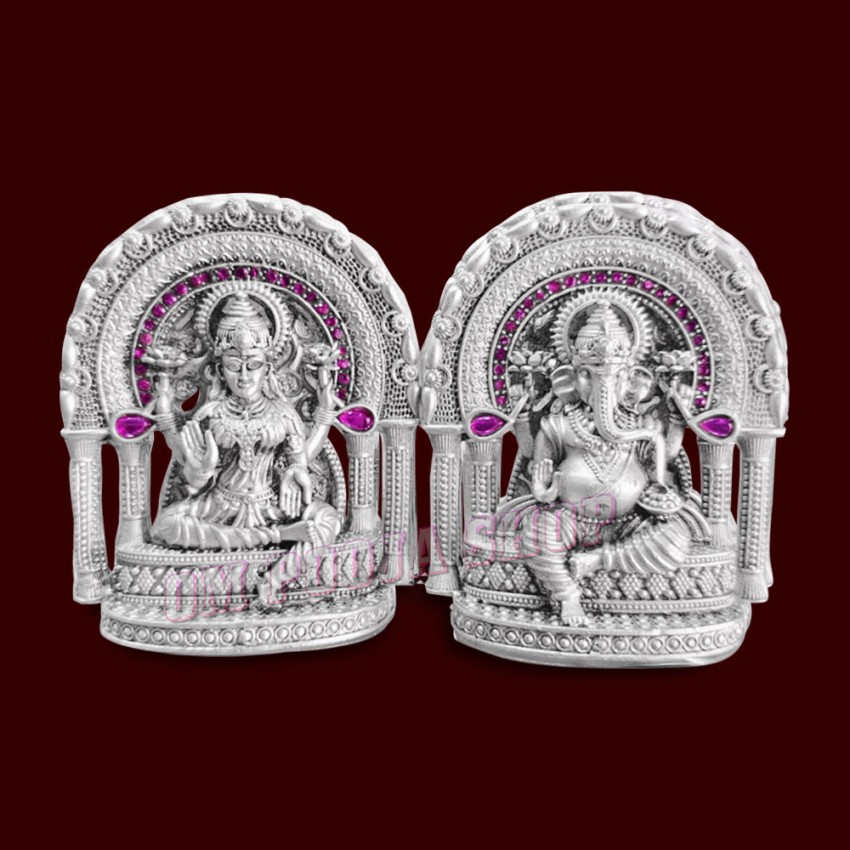 Lakshmi Ganesha Seated idol in Sterling Silver