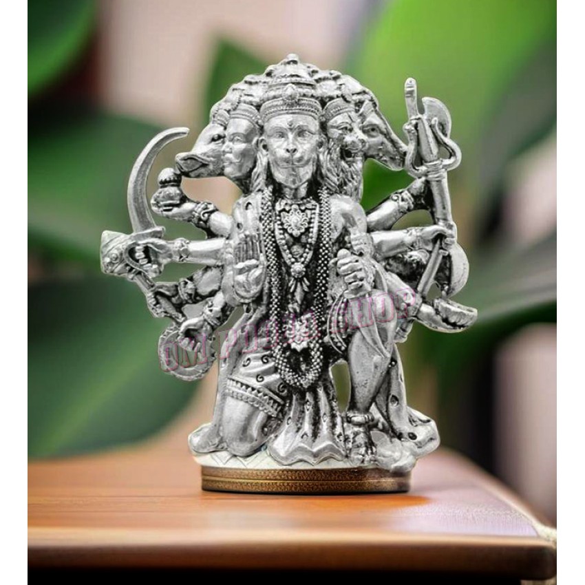 Panchmukhi Hanuman ji Sterling Silver Statue - 2 to 3 inches