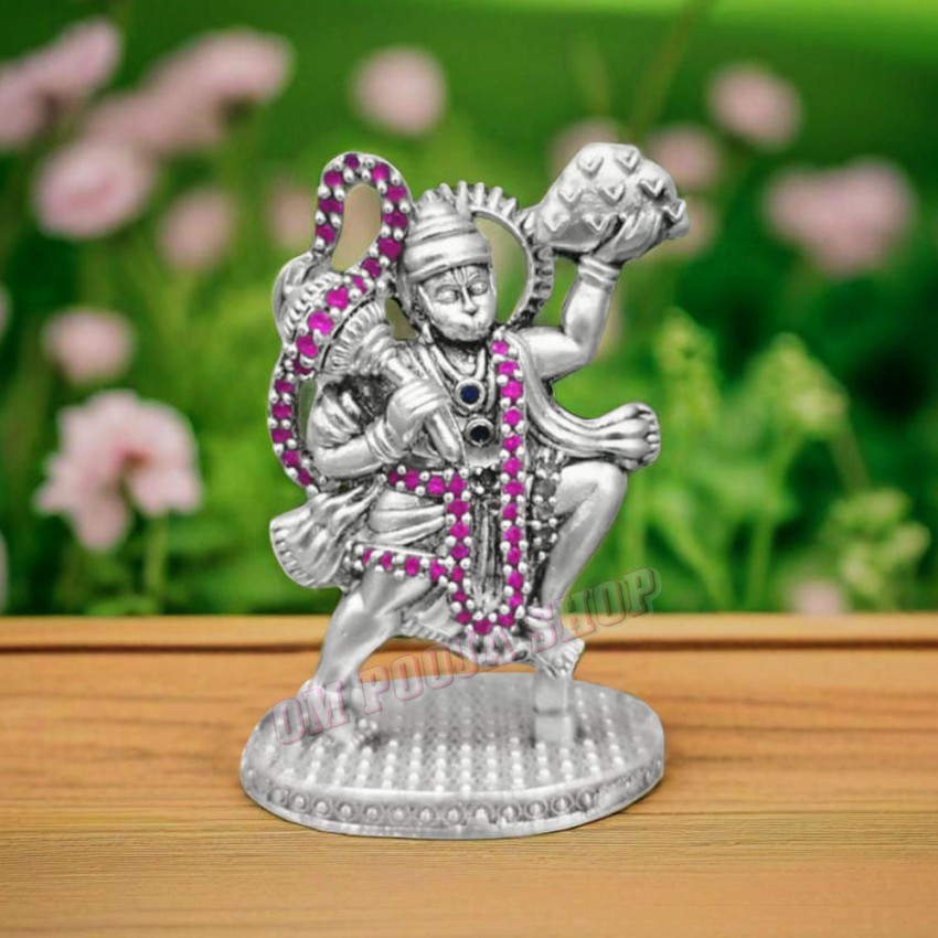 Veer Hanumanji Carry Standing Posture Statue in 925 Silver - 2 inch