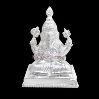 Ganesha Virajman on Sinhasan 4 Brass Idol with Delicate Detailing