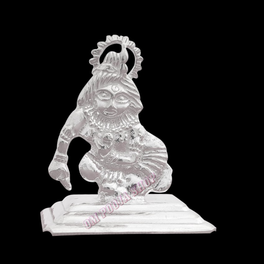 Baby Krishna Laddu Gopal Small Murti in Silver - Size: 3x2.9x1.8 cm