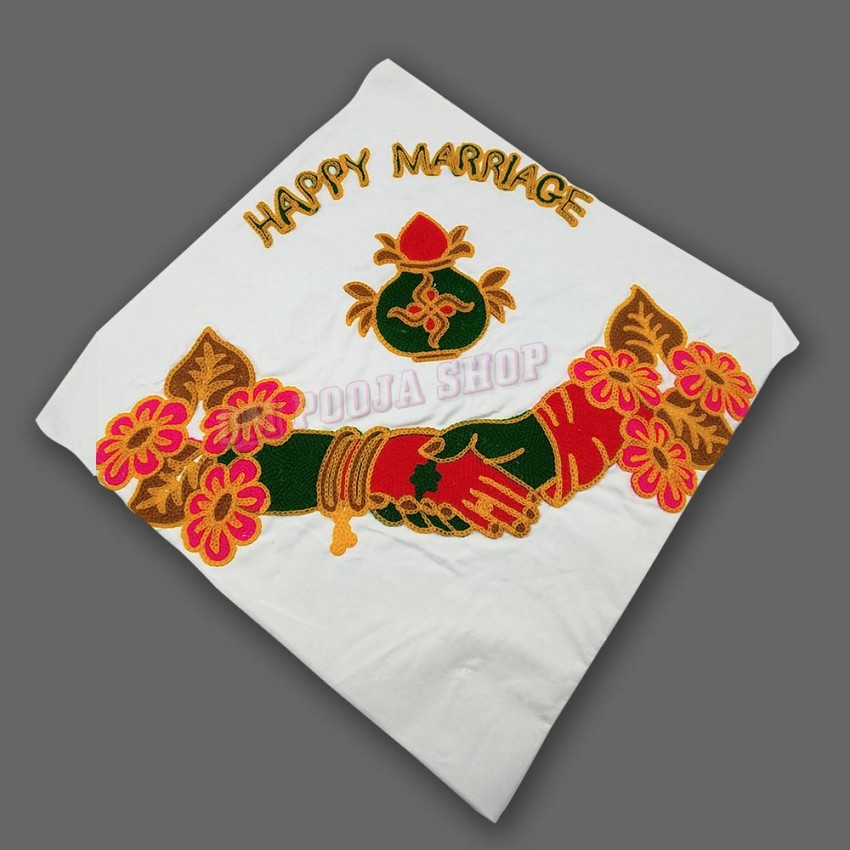 Embroidered Happy Marriage Hast Melap Wedding Cloth / Rumal