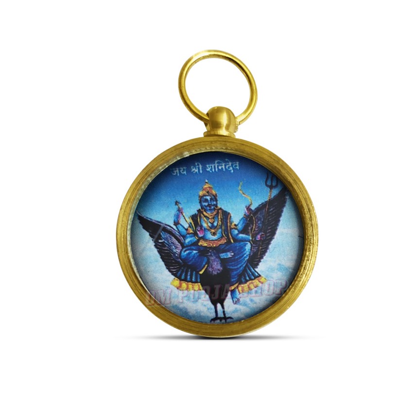 Shani Yantra Pendant In Brass With Glass